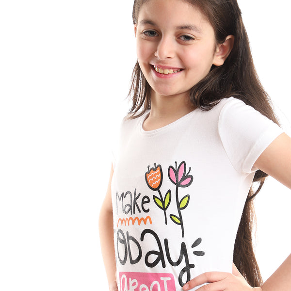 "Make Today Great" White, Pink, Orange & Green Tee