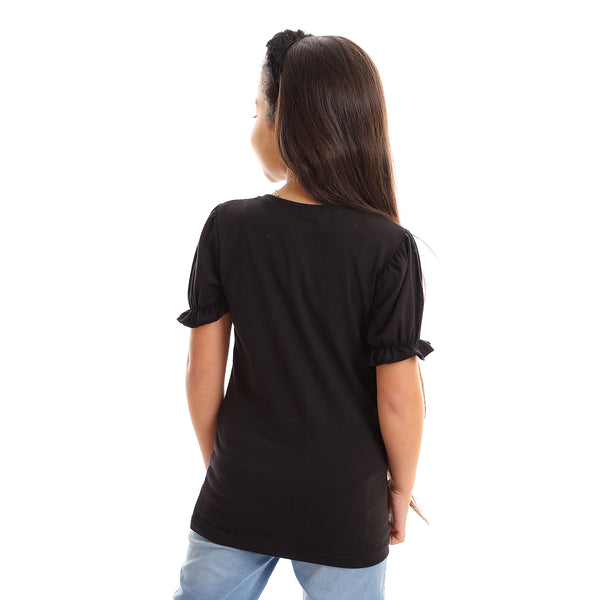 Puffed Short Sleeves Stitched Tee