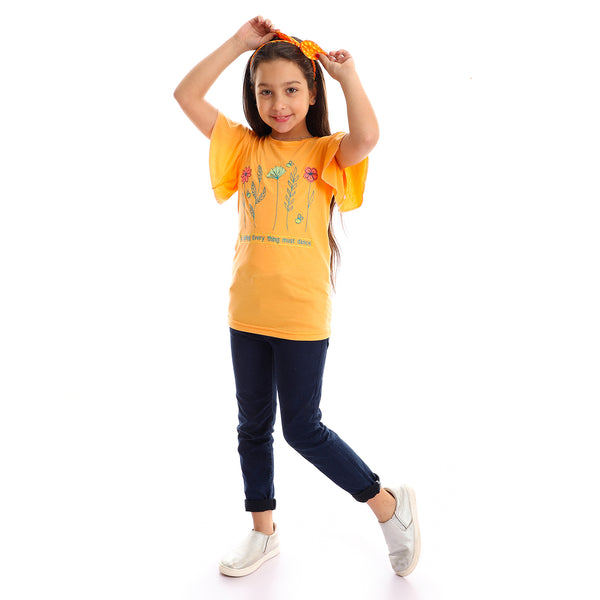 "GIRL" Stitched Cold Shoulder Tee