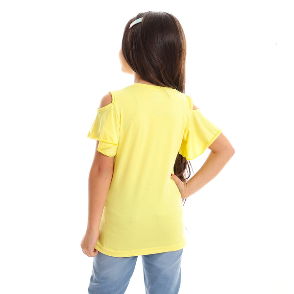 "GIRL" Stitched Cold Shoulder Tee