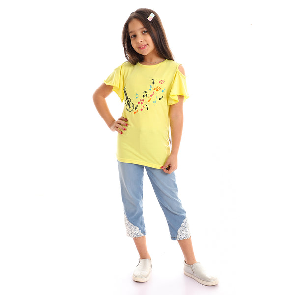 "GIRL" Stitched Cold Shoulder Tee