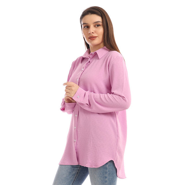 Plain Full Buttoned Rayon Shirt - Lavender