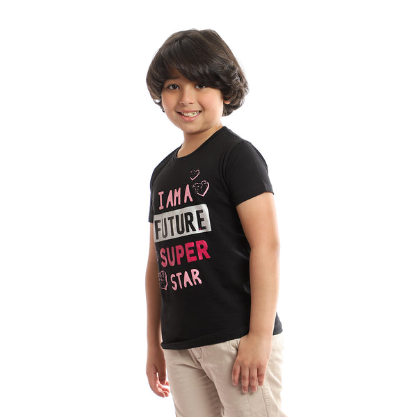Printed " I'm a Future Super Star" Cotton Girls T-Shirt - Black