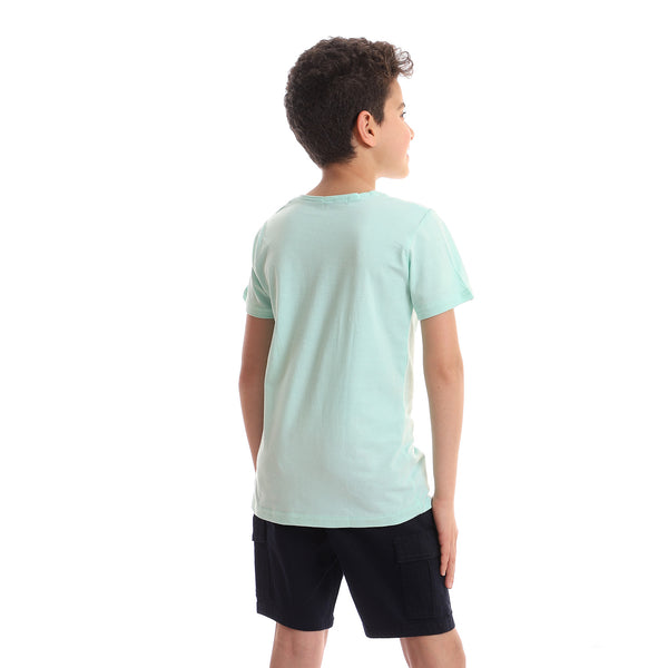 Front Printed Boys Cotton T-Shirt - Mint