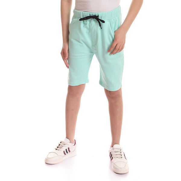 Plain Patterned Short With Elastic Waist - Mint Green