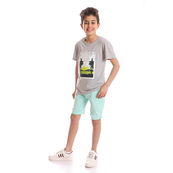 plain_patterned_short_with_elastic_waist_-_mint_green