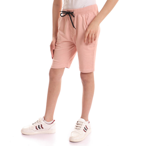 Nude Pink Elastic Waist Cotton Comfy Shorts