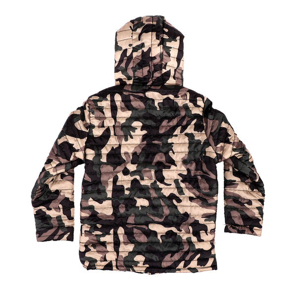 Long Sleeves Brown, Olive & Beige Camo Patterned Jacket