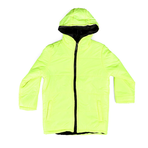 Funky Neon Green Hooded Bomber Jacket