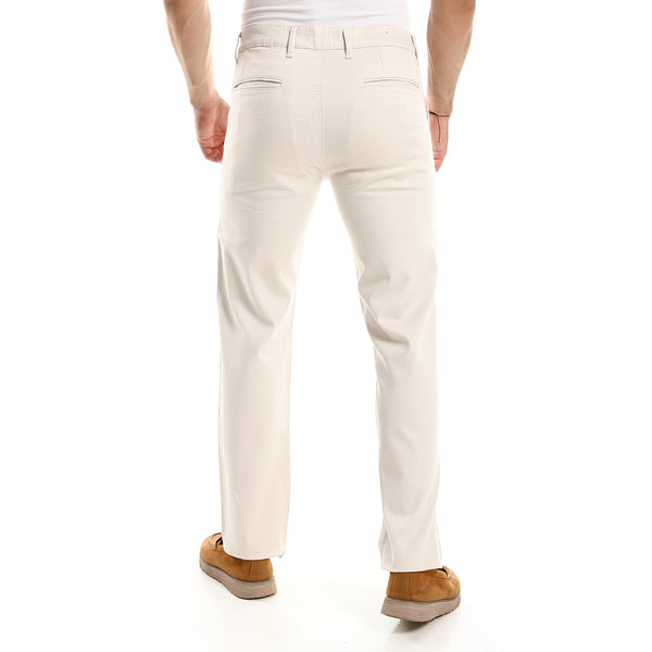 Regular Fit Casual Pants With Side Pockets - Off White