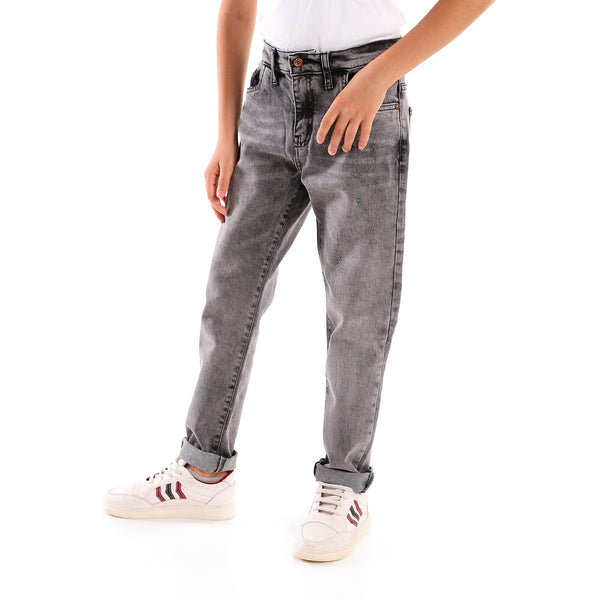 Boys Slim Fit Cotton Jeans - Light Grey