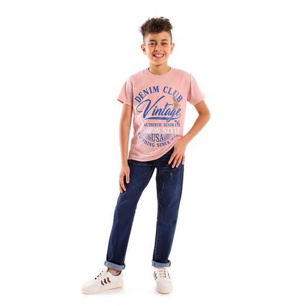 Scratched Boys Cotton Denim Pants - Wash Navy Blue