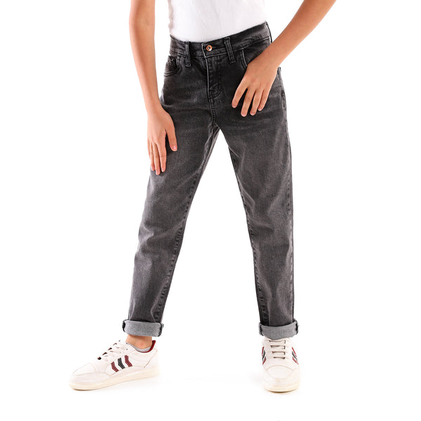 Boys Cotton Slim Fit Jeans - Dark Grey