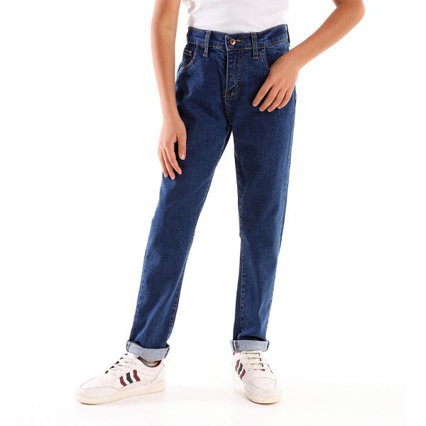 Boys Cotton Slim Fit Jeans - Navy Blue