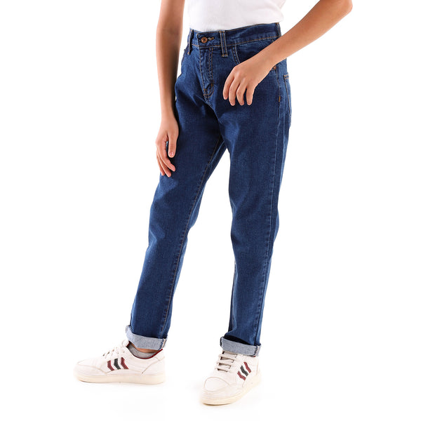Boys Cotton Slim Fit Jeans - Navy Blue