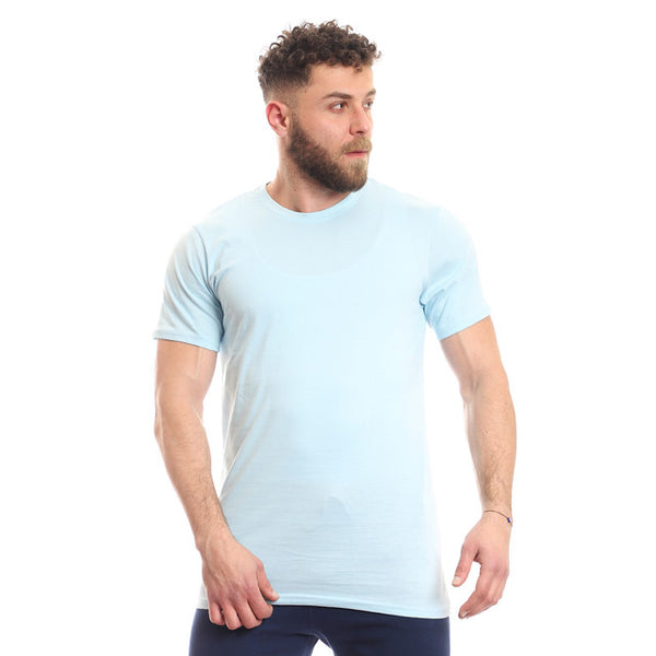 Solid Pattern T-shirt Half Sleeves -Baby Blue