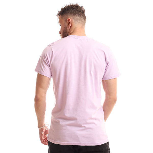 Plain Short Sleeves Slip On Lilac T-shirt