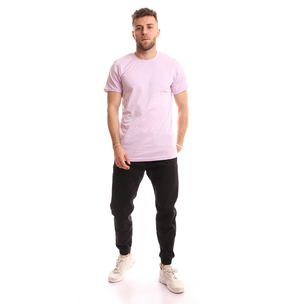 Plain Short Sleeves Slip On Lilac T-shirt