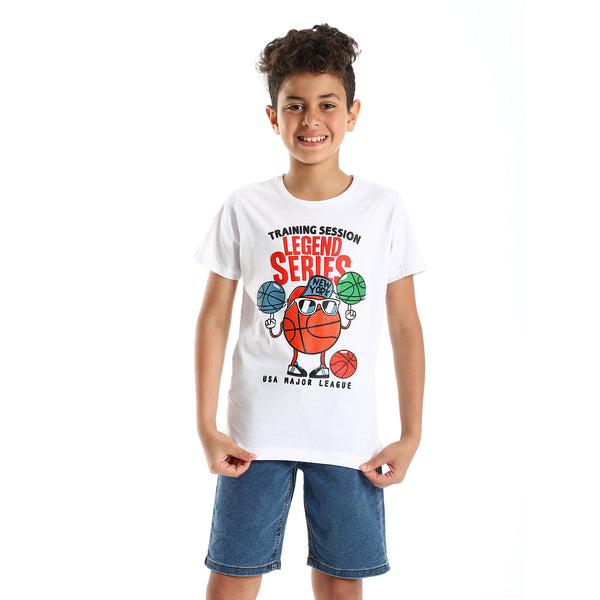 Summer Printed Boys Slip On White Tee
