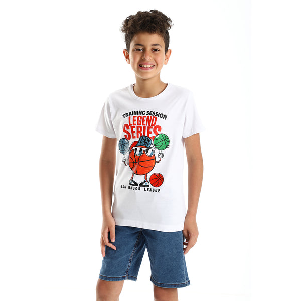 Summer Printed Boys Slip On White Tee