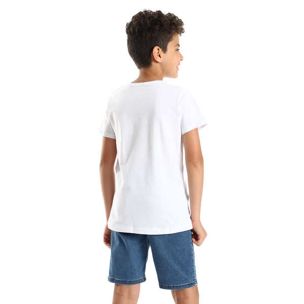 Summer Printed Boys Slip On White Tee