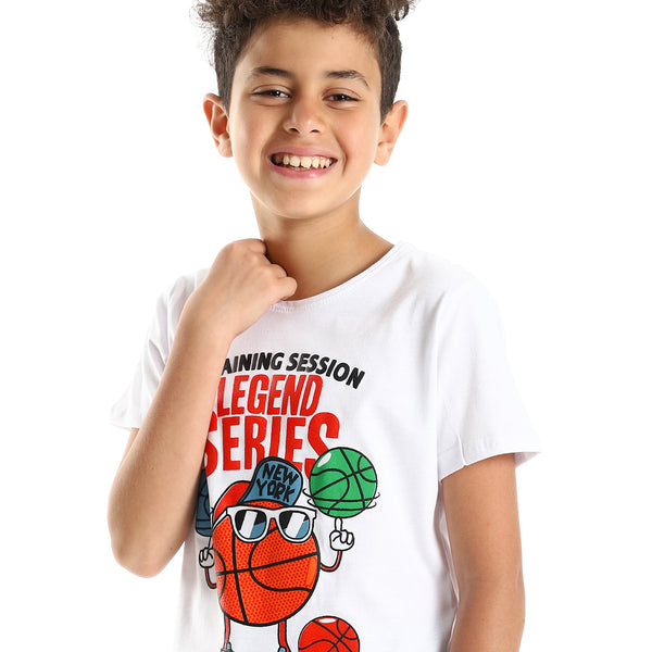 Summer Printed Boys Slip On White Tee