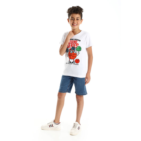 Summer Printed Boys Slip On White Tee