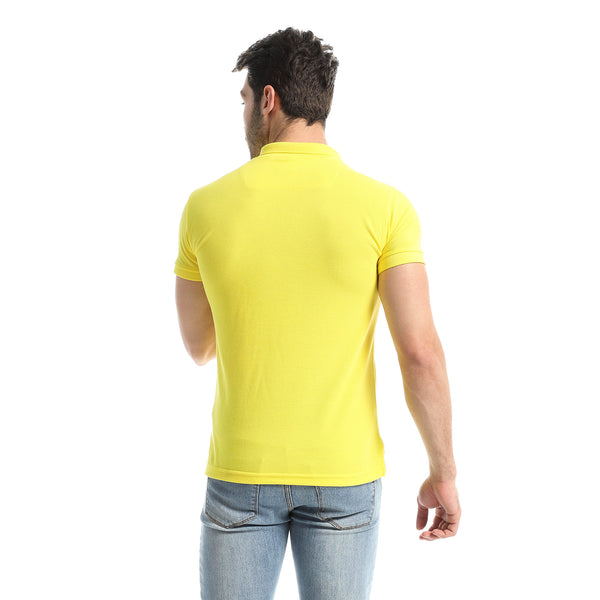 Side Stitched Pique Half Sleeves Polo Shirt - Yellow