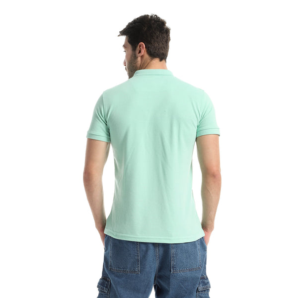 Classic Neck Pique Polo Shirt With Side Stitch - Mint