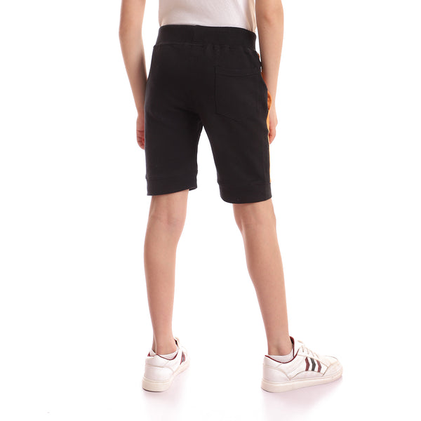 Bi-Tone Verical Color Block Shorts - Orange & Black