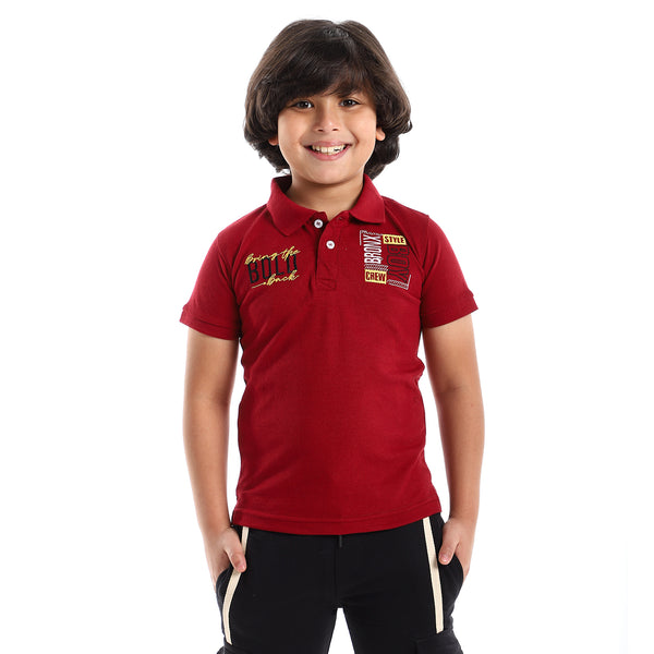 Stitched " Bring the Bold" Dark Red  Polo Shirt