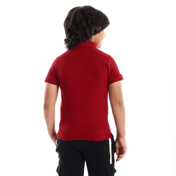 Stitched " Bring the Bold" Dark Red  Polo Shirt
