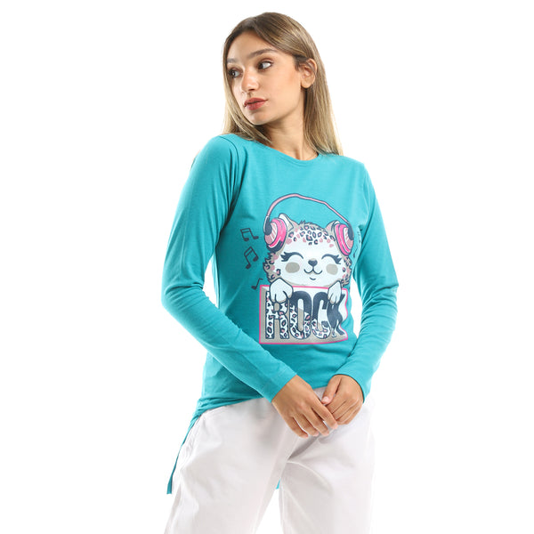 Printed Cat Long Sleeves Tiffany Long Tee