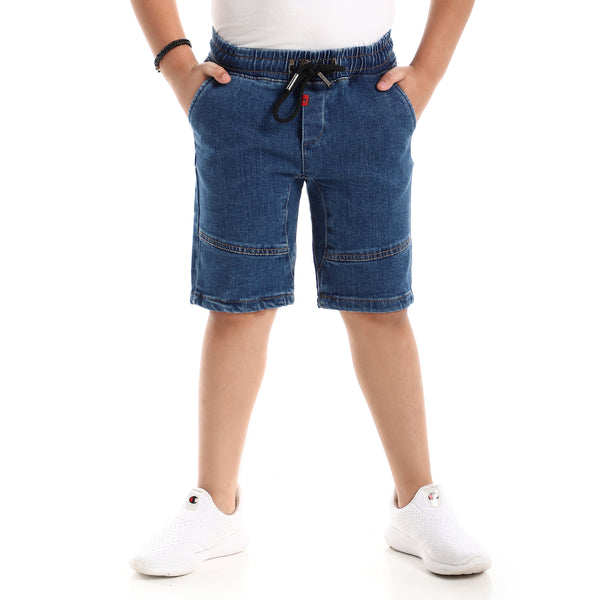 Surf Blue Thigh Stitched Detail Denim Shorts