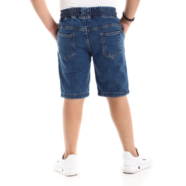 Surf Blue Thigh Stitched Detail Denim Shorts