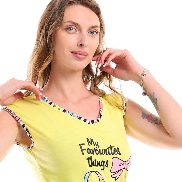sleeveless_cotton_patterned_pajama_set_-_yellow_-_black