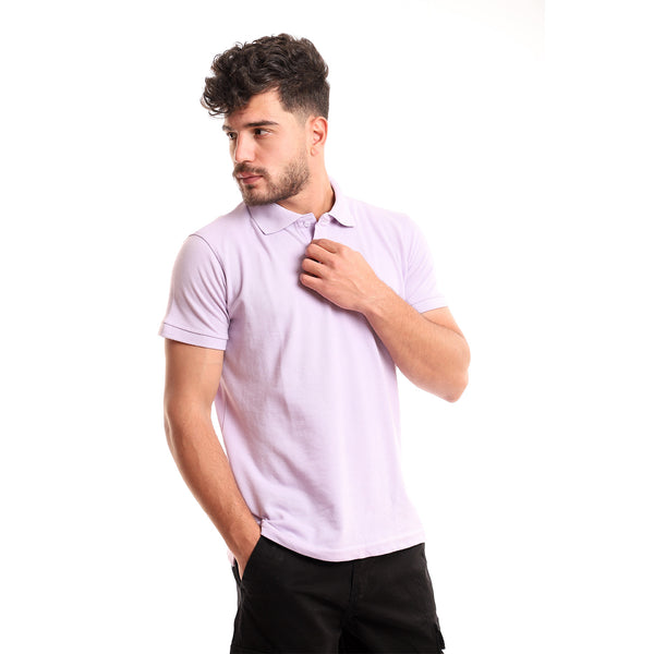 Buttoned Neck With Full Sleeves Polo Shirt - Light Purple