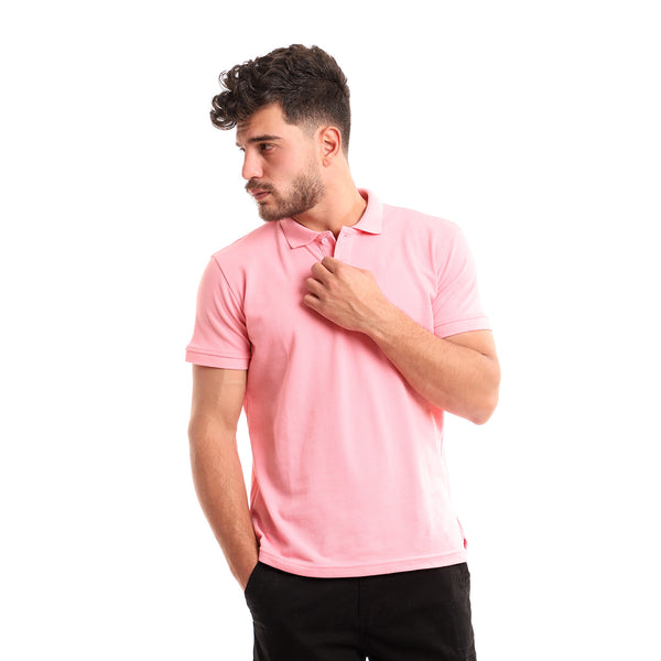 Buttoned Neck With Full Sleeves Polo Shirt - Rose