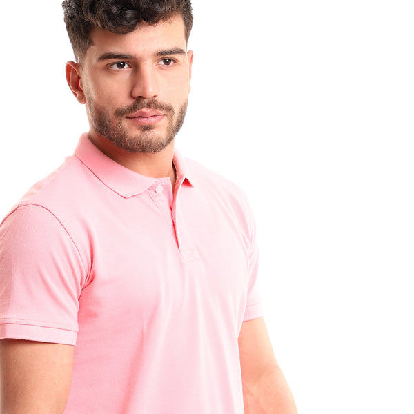 Buttoned Neck With Full Sleeves Polo Shirt - Rose