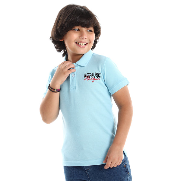 "Because You Are Unique" Polo Shirt - Baby Blue, Red & Black