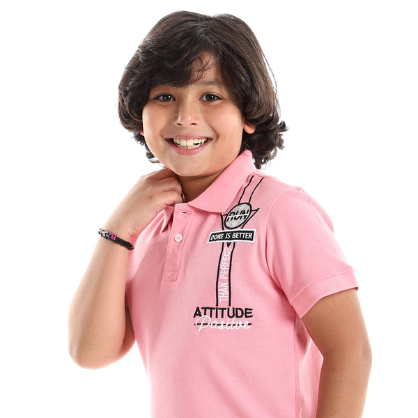 "Attitude" Polo Shirt Rose