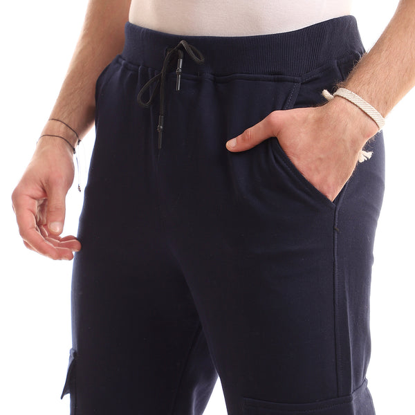 Elastic Ankles Red & Navy Blue Knee Pockets Joggers