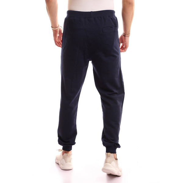 Adjustable Drawstring Bi-Tone Joggers - Navy Blue & Blood Red