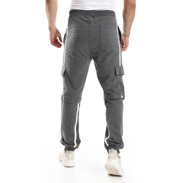 Heather Dark Grey Elastic Waist With Drawstring Joggers