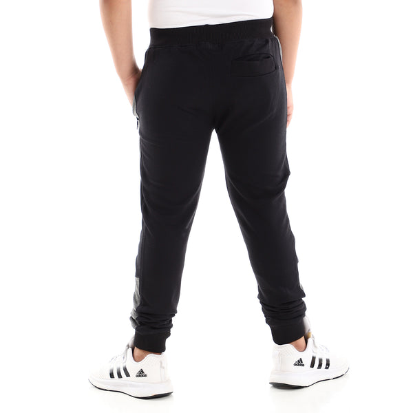 Black & Heather Grey Zipper Side Pockets Sweatpants