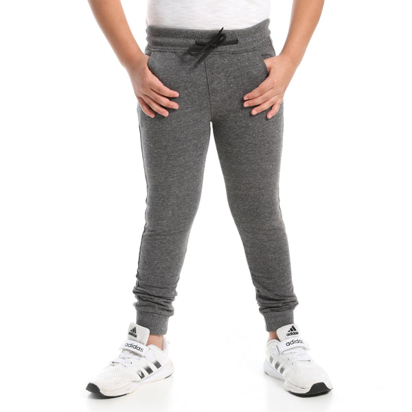 Boys Slip On Pants with Adjustable Drawstrings - Heather Charcoal