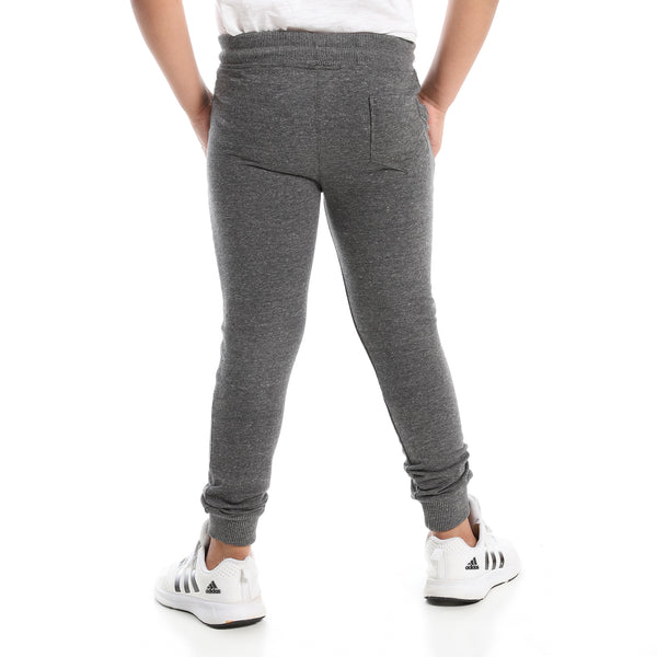 Boys Slip On Pants with Adjustable Drawstrings - Heather Charcoal