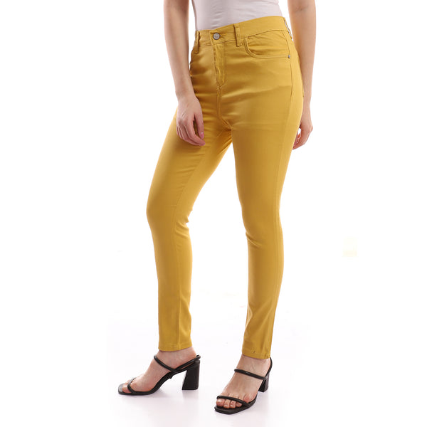 High Rise Plain Mustard Skinny Pants