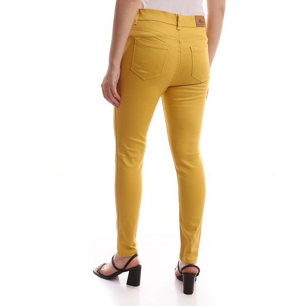 High Rise Plain Mustard Skinny Pants