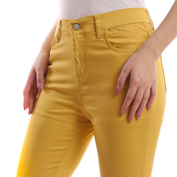 High Rise Plain Mustard Skinny Pants